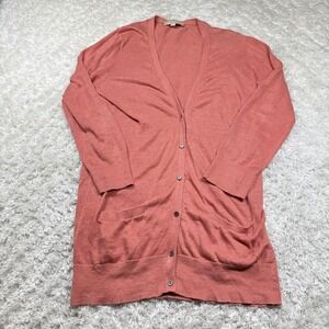 LOFT Cardigan Sweater Womens L Linen Pockets Layering Capsule Clean Work Granola